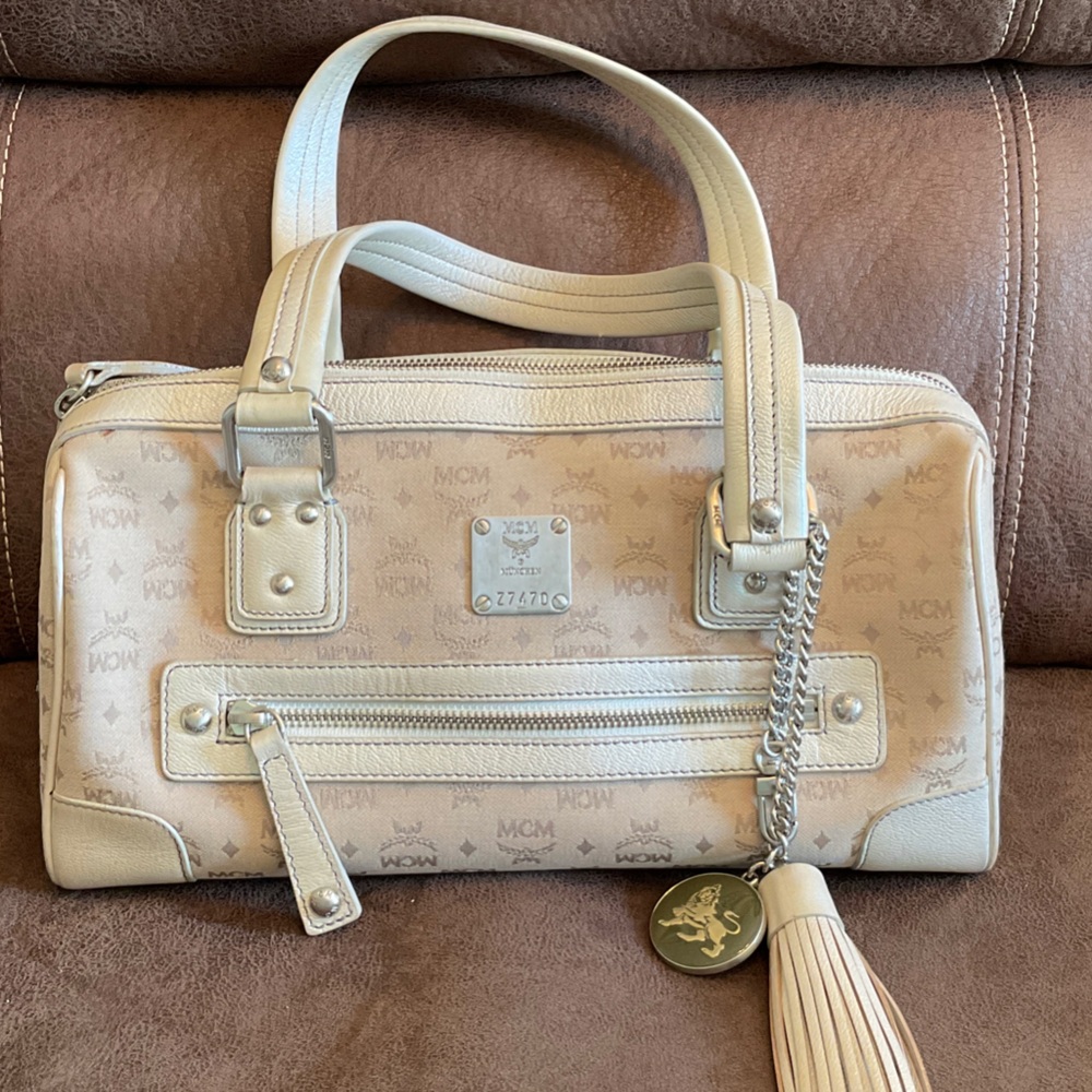 MCM Cream Leather Handbag